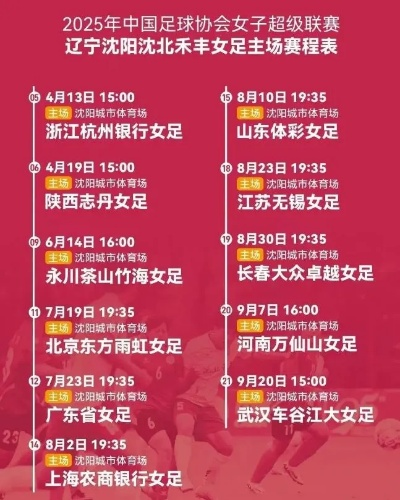 2025中国女子足球超级联赛时间表全解析，赛程亮点与观赛指南